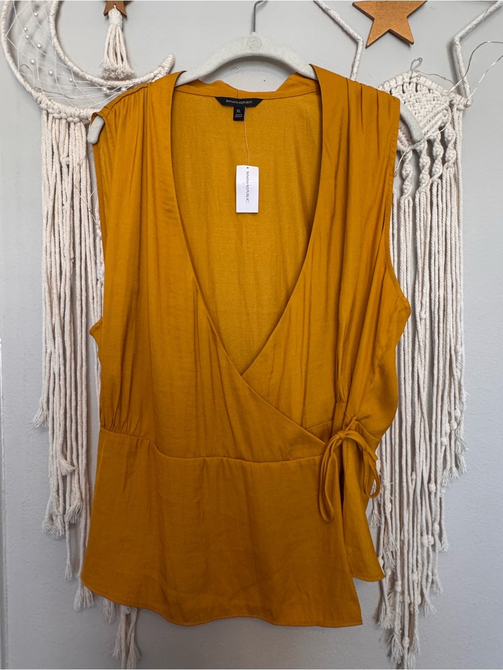 Banana Republic Mustard Sleeveless Wrap Top